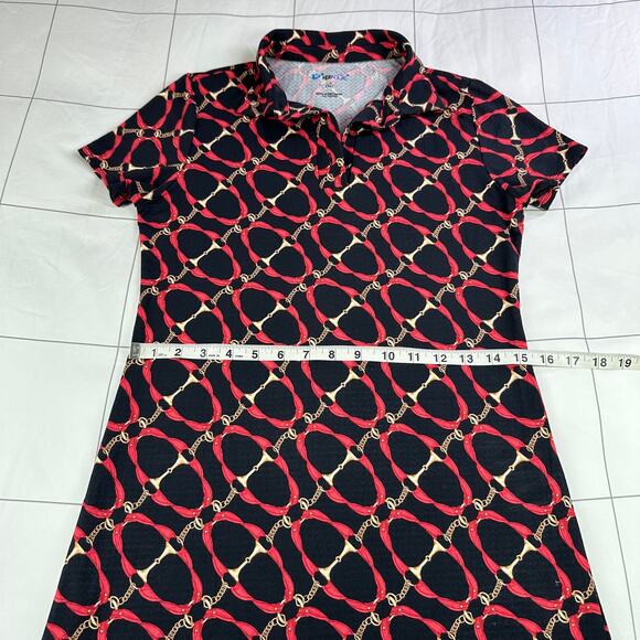 Ibkul Dress Womens XS Black Red Chain Equestrian Short Sleeve Golf Sporty Casual - Picture 7 of 9